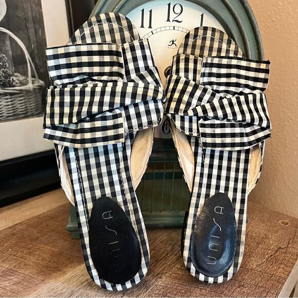 Unisa black & white plaid sandals 7 1/2 - Picture 4 of 5